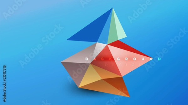 Fototapeta Abstract background - geometric origami style shape composition, triangular low poly design concept. Colorful trendy minimalistic illustration