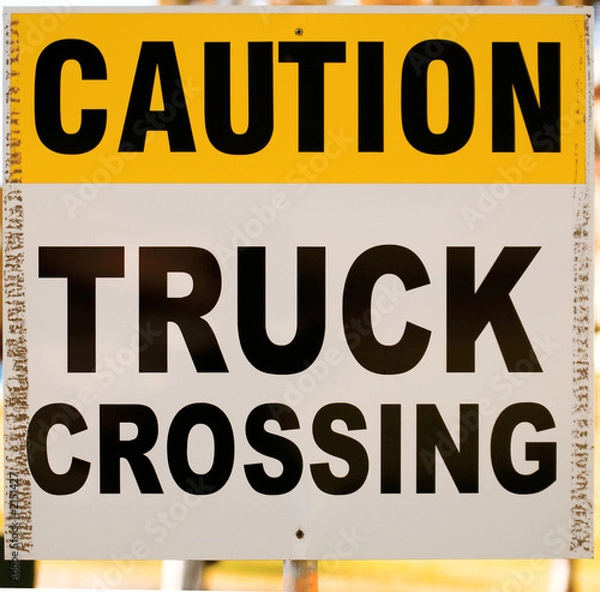 Obraz caution truck crossing