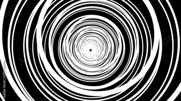 Fototapeta Abstract white displaced circles on black background