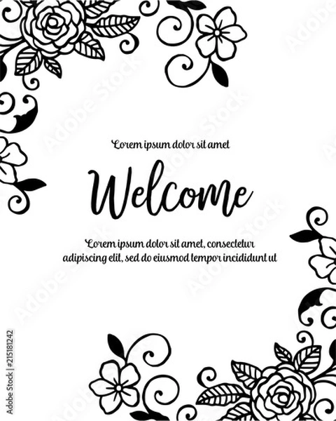 Obraz Hand drawn welcome letter with floral vector illustration