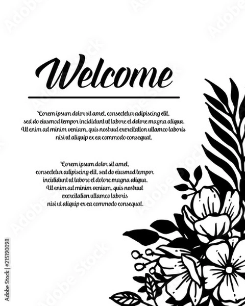 Fototapeta Collection of welcome card floral design vector illustration