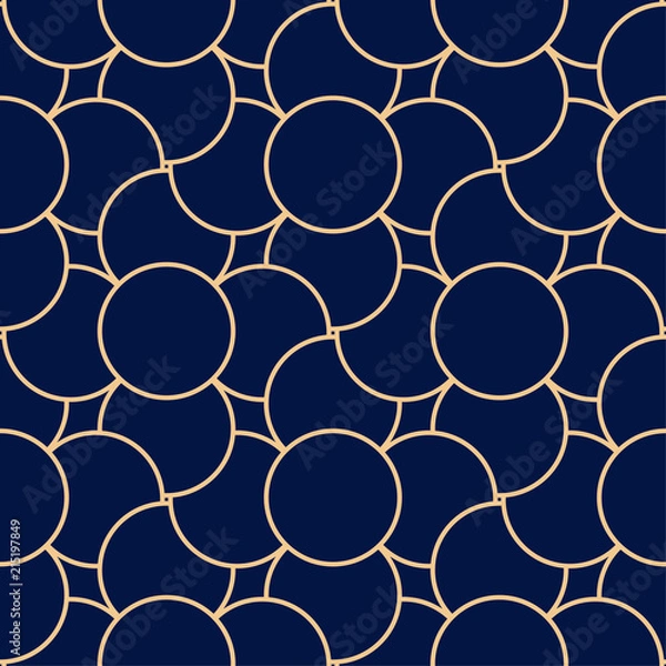 Obraz Golden blue geometric ornament. Seamless pattern