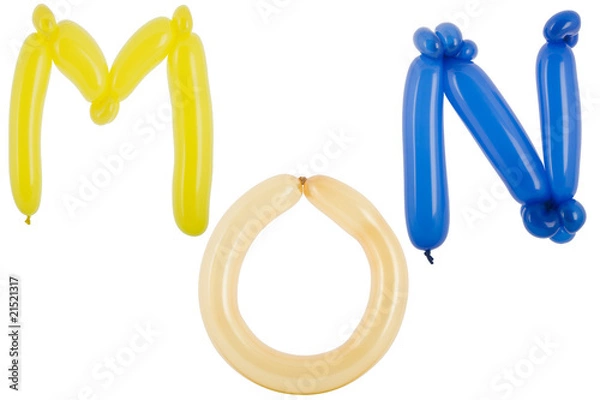 Obraz Twisted balloon font part of full set upper case M,N,O