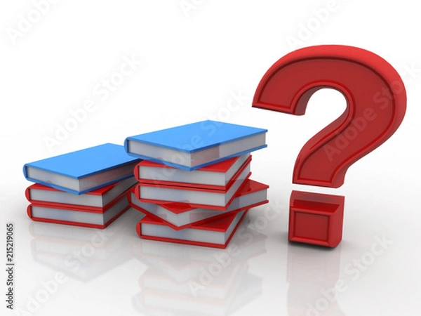 Fototapeta 3d rendering Books with Question mark Symbol