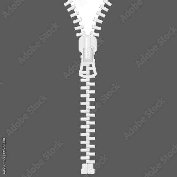 Fototapeta Open zipper on white background