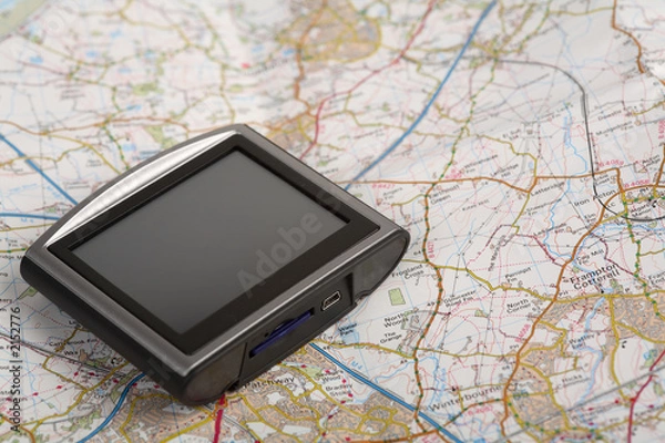 Obraz gps device on a map