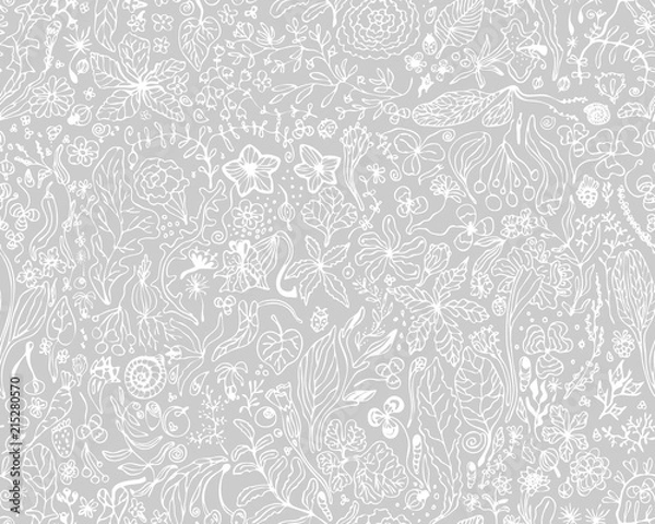 Fototapeta Simple pastel color floral pattern vector seamless