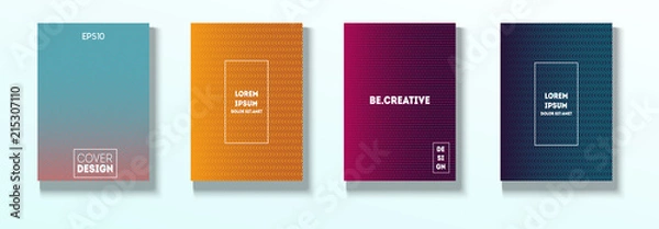 Fototapeta Minimal Covers, Vector Hipster Abstract Brands Design. Magenta, Cyan, Yellow Corporate Identity Blend Tech Halftones. Business Minimal Covers, Cool Retro Ad Music Party Poster Bright Gradient Stripes.