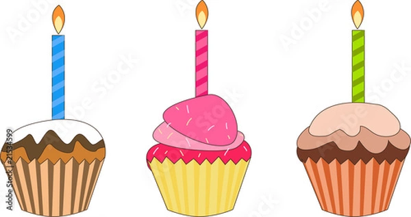 Obraz Cupcake with burning candle