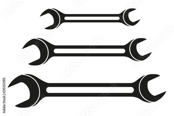 Obraz Black and white spanner silhouette set