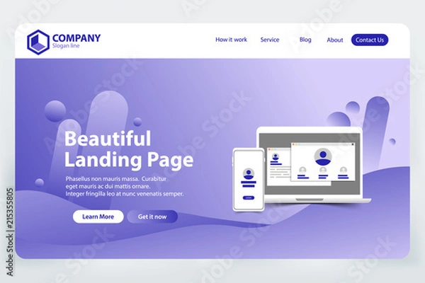 Fototapeta beautiful Landing Page website Template Design concept vector