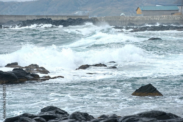 Fototapeta 黄金岬の波濤