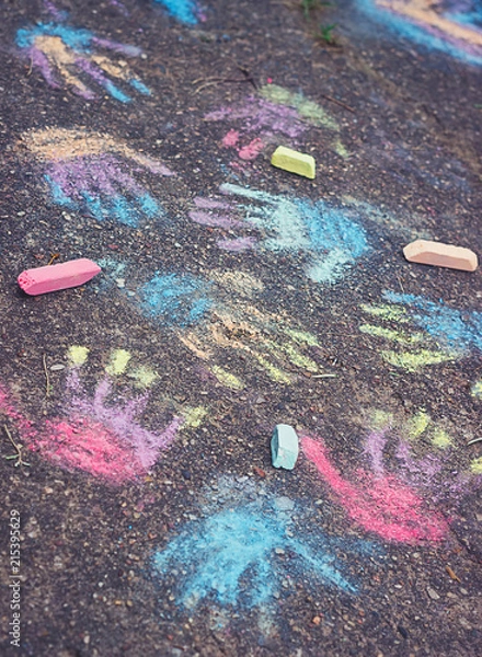 Obraz Color hands prints on pavement