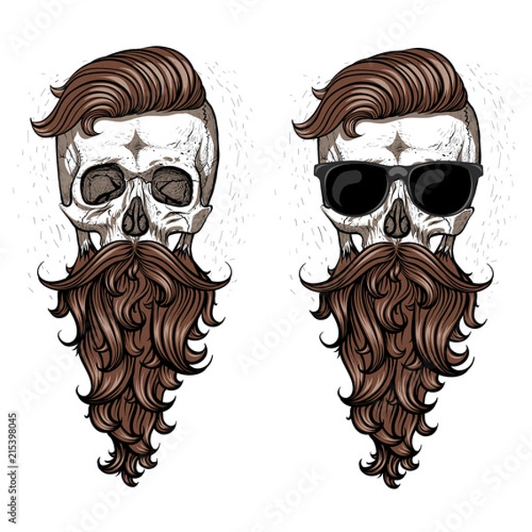 Fototapeta Skull with beard and mustache.