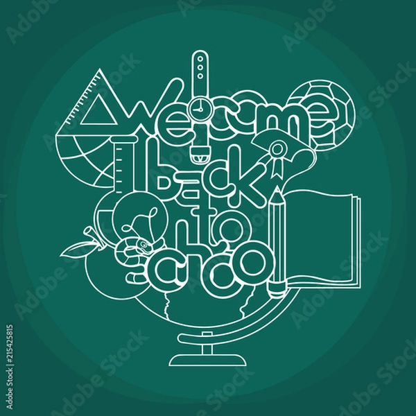 Fototapeta back to school, background. vector illustration