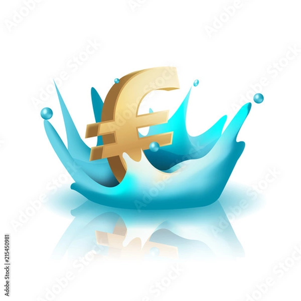 Obraz Currency Water Splash Gold Euro Vector