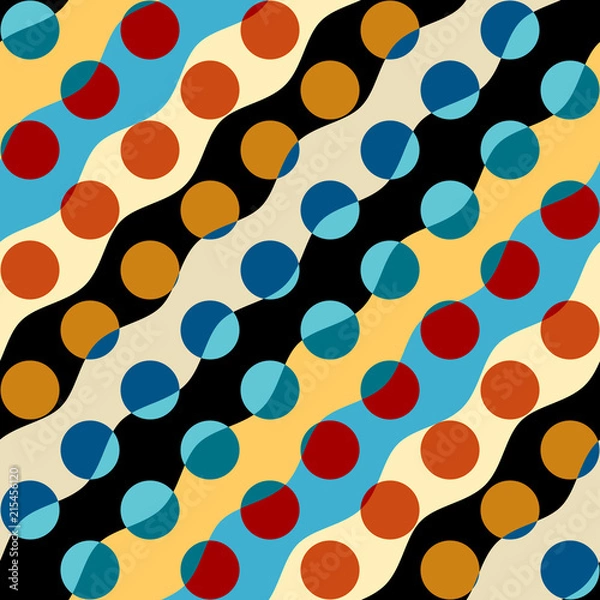 Obraz Seamless geometric pattern. Classic polka dot pattern in a patchwork collage style. Vector image.