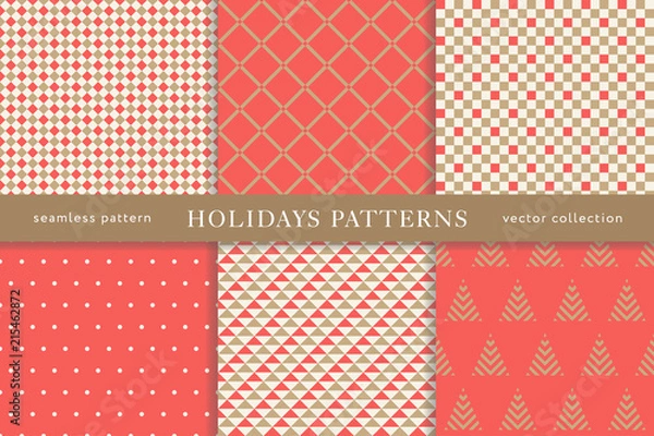 Fototapeta Winter holidays seamless patterns