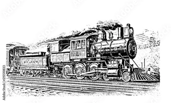 Obraz Vintage Steam Train Illustration