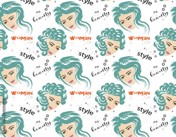 Obraz vector drawing. wallpaper with woman's face...