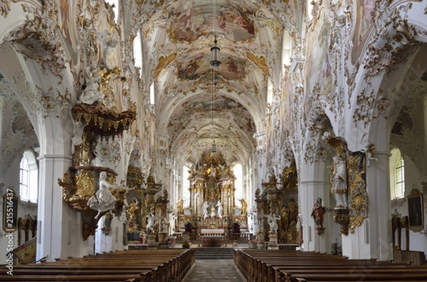 Obraz Langhaus der Klosterkirche Rottenbuch