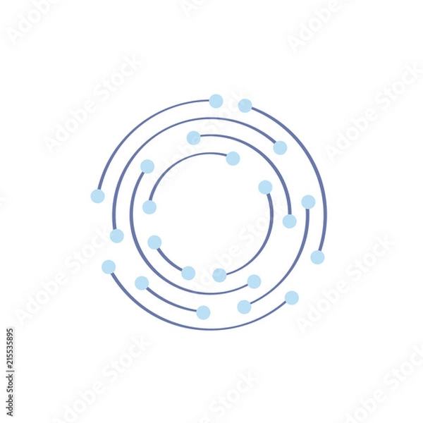 Fototapeta Blockchain network, neural network, big data, artificial intelligence, learning machine, cloud computing icon concept, consists of round shapes and dots