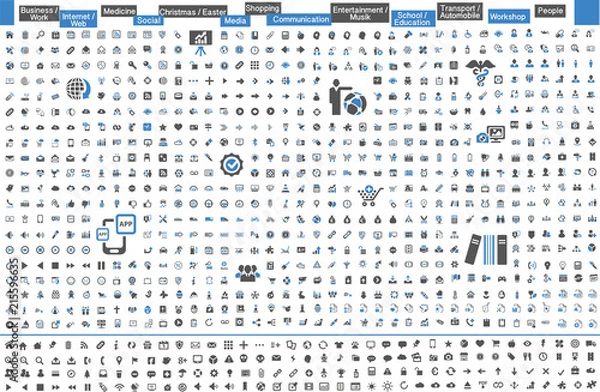 Obraz Niesamowity duży szary niebieski zestaw ikon doskonały projekt wektor