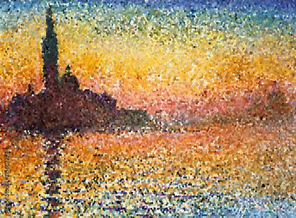 Obraz クロード モネ 夕暮れのサン・ジョルジョ・マッジョーレ ステンドグラスアート