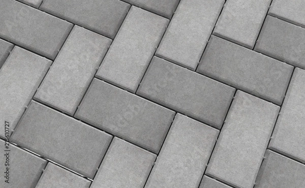Obraz 3D realistic render of grey lock paving texture.