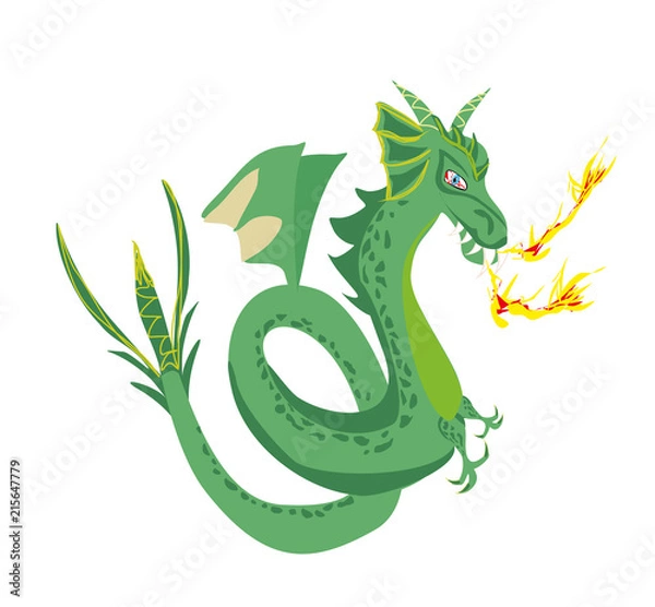 Fototapeta smok dmucha ogniem