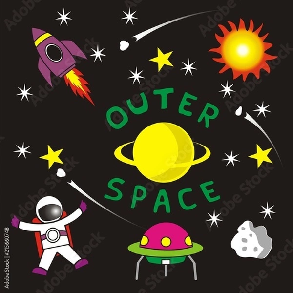 Fototapeta Set of Outer Space Planets Vector Background