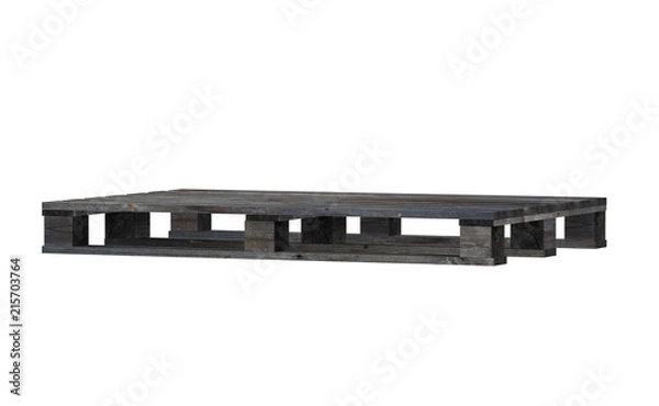 Obraz 3D realistic render of old wooden pallet. Isolated on white background.
