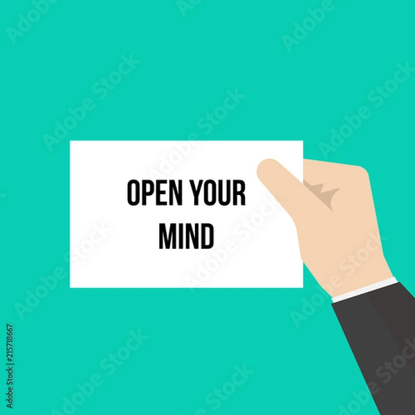 Obraz Man showing paper OPEN YOUR MIND 