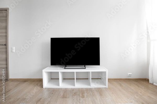 Obraz Lcd tv on white shef at modern room interior