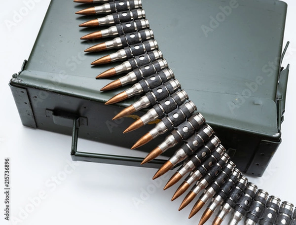 Obraz ammo belt full of bullets isolated