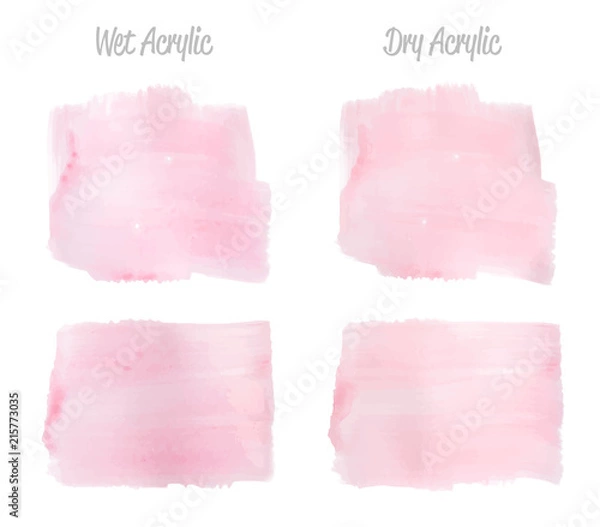 Fototapeta Vector pink paint smear stroke stain set. Abstract pink glittering textured art illustration. Acrylic Texture Paint Stain Illustration. Hand drawn brush strokes vector elements. Acrilyc strokes.