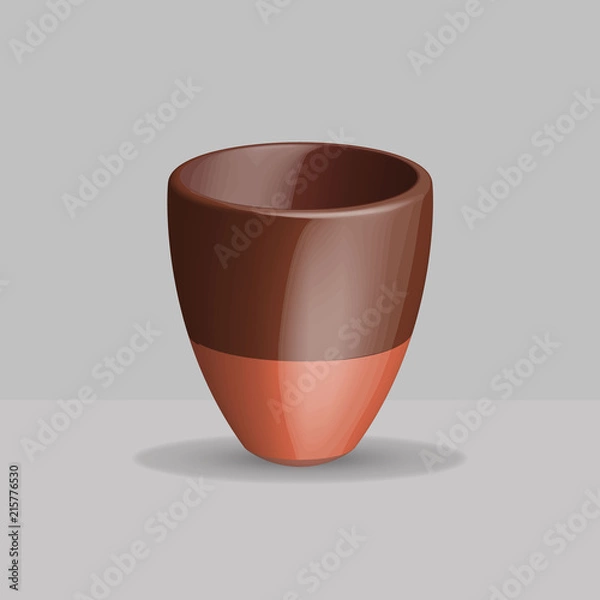 Obraz Brown Ceramic Kulhad Cup,3D vector