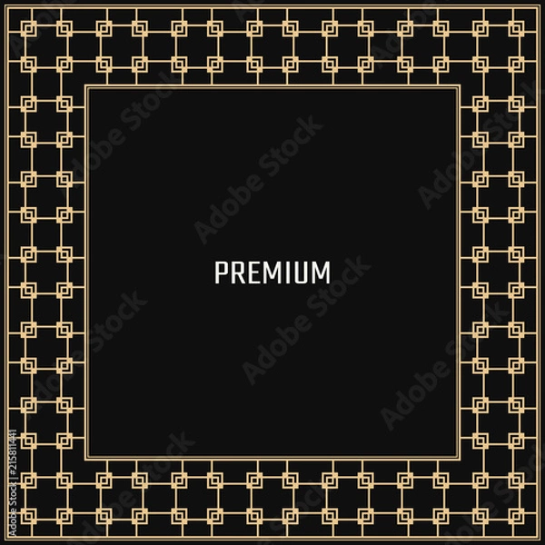 Obraz Vector geometric frame in Art Deco style. Square abstract element for design. Light golden lined shape. Sandblasting ornament.