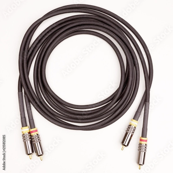 Obraz Audio Video Cables isolated on white background