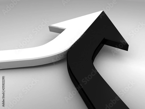 Obraz 3d arrow black and white merging