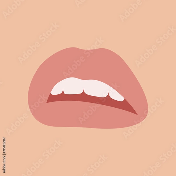 Fototapeta lips red vector illustration flat style front 