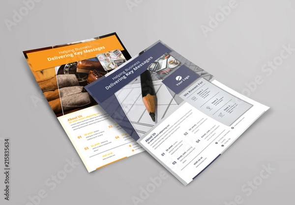 Fototapeta Flyer Layout with Large Header Photo Placeholder