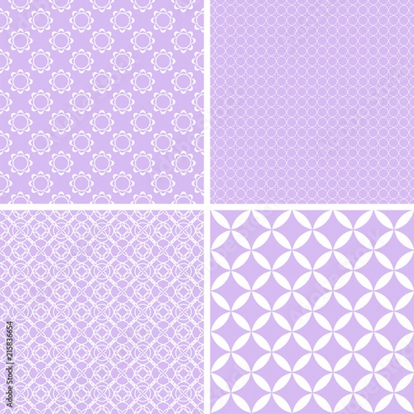 Fototapeta 4 different baby girl seamless patterns.