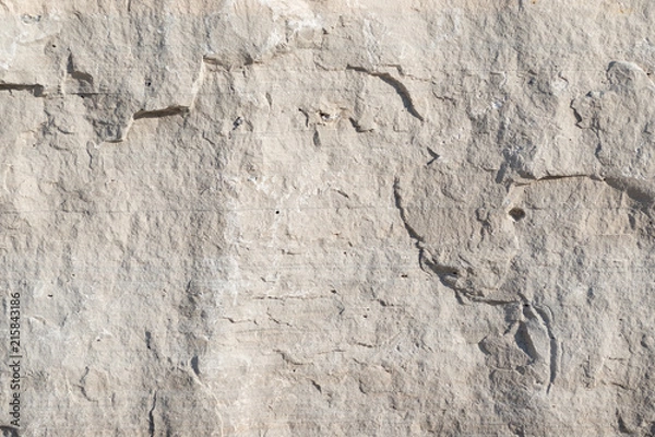 Fototapeta Background geology closeup limestone rock face showing weathered strata wallpaper