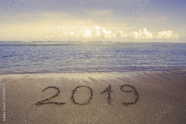 Fototapeta New Year 2019 is coming concept and sea .