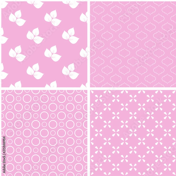 Fototapeta Vector set of 4 seamless background patterns