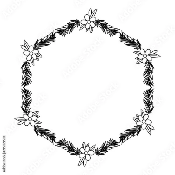 Fototapeta beautiful flower and leafs frame vector illustration design