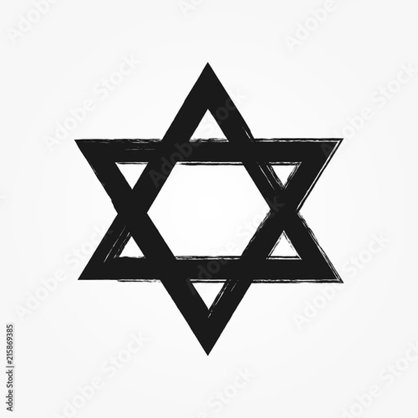 Obraz Star of David drawn by hand with rough brush. Grunge, sketch, graffiti, watercolour.