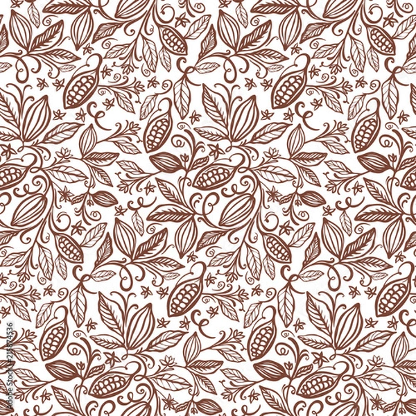 Fototapeta cacao beans seamless pattern