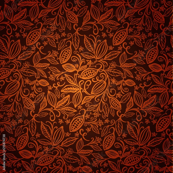 Fototapeta cacao beans seamless pattern